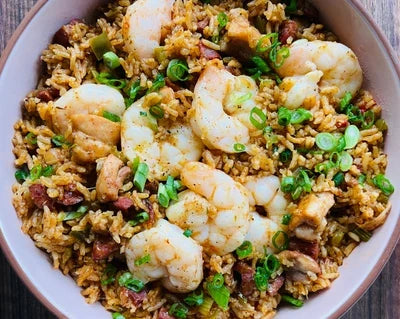 Jambalaya with Chicken, Shrimp, and Andouille